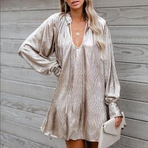 Gold//Silver Vici Dolls Metallic Long Sleeve Dress